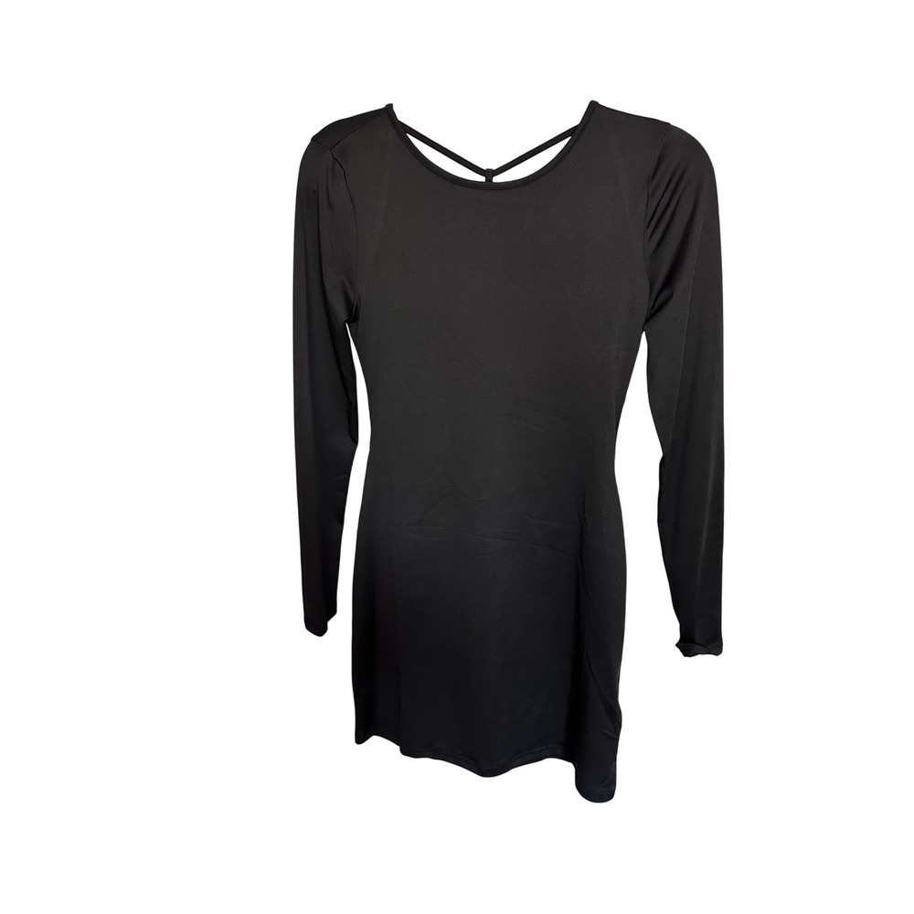 MICAS Black Long Sleeve Mini Dress Open‎ Back Party Cocktail Bodycon